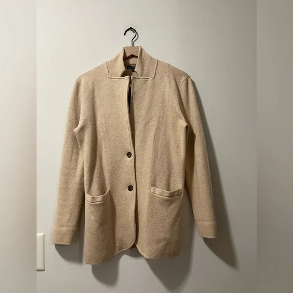 J. Crew Tan Knit Business Casual Classy Sweater Blazer Size Medium - Picture 6 of 10